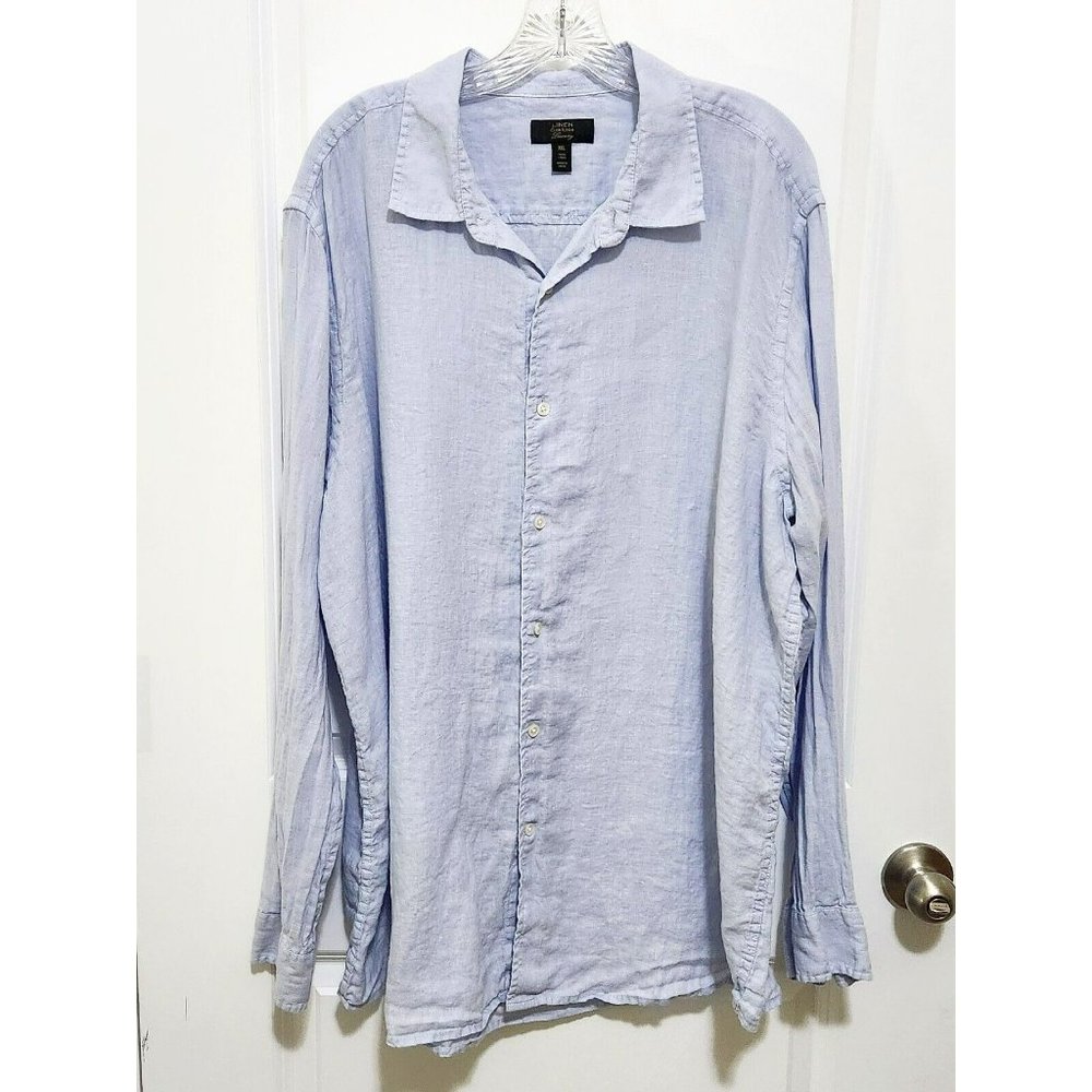 Luxury 100% Linen Men’s Shirt Blue Long Sleeve